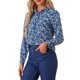 thumbnail image 4 of INSPIRE CHIC Camisa de Mujer con Botones Estampado Floral de Manga Larga Cuello en Punta Top de Oficina S Azul Oscuro, 4 of 6