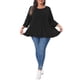 thumbnail image 2 of Agnes Orinda Conjuntos de Halloween Blusas de Tallas Grandes para Mujeres con Frente Plisado, Dobladillo con Volantes, Cuello Redondo, Manga 3/4, Túnica Casual de Corte Amplio 3X Negro, 2 of 6