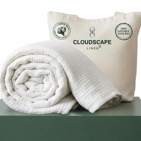Cobija CLOUDSCAPE LINEN 234 cm Queen de 4 capas de algodón