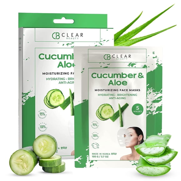 Mascarilla Facial Hidratante Clear Beauty con Pepino y Aloe