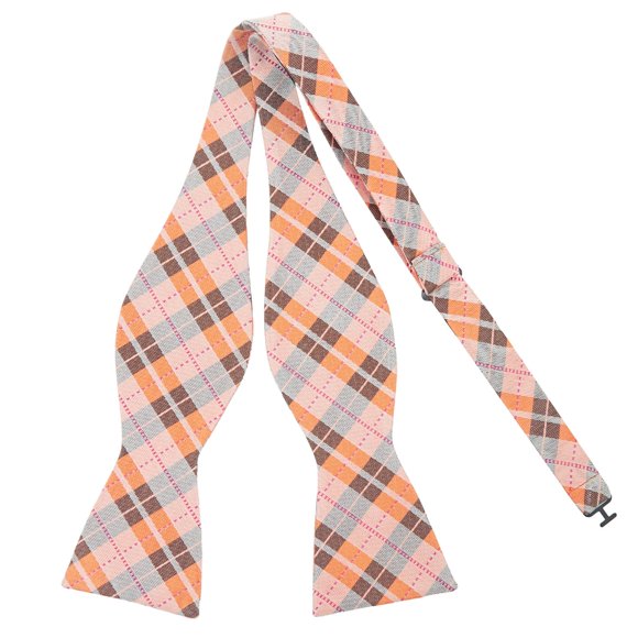 Corbata de moño PenSee 98 cm naranja a cuadros de seda tejida