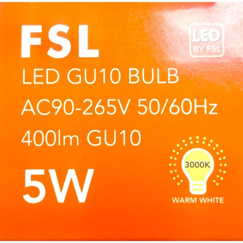 Pack X3 Ampolletas Led Gu10 5W- (Luz Cálida) Fsl