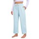 thumbnail image 4 of Pantalones de pijama de pierna ancha a cuadros para mujer de INSPIRE CHIC con cintura ajustable y tejido suave y elástico S Azul, 4 of 6