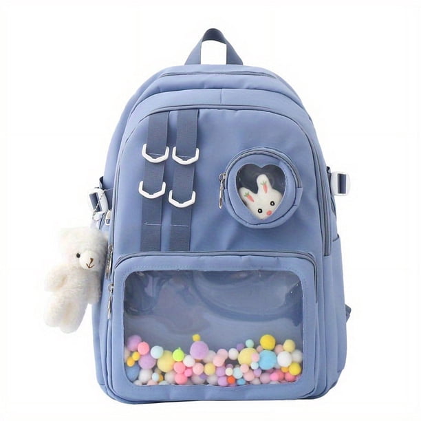 Stylish & Durable Kawaii Heart Pocket Backpack - Perfect for Teen Girls On-the-Go!