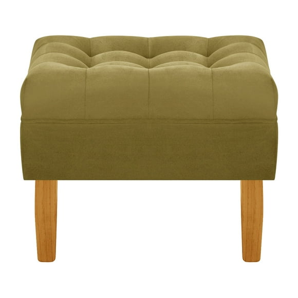Pouf Wood 1c Felpa 04 Verde Musgo