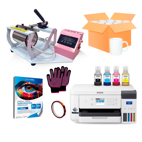 Epson Y Hobypress - Impresora Epson Surecolor F170 De Sublimación + Estampadora De Tazas 110Z Hobypress