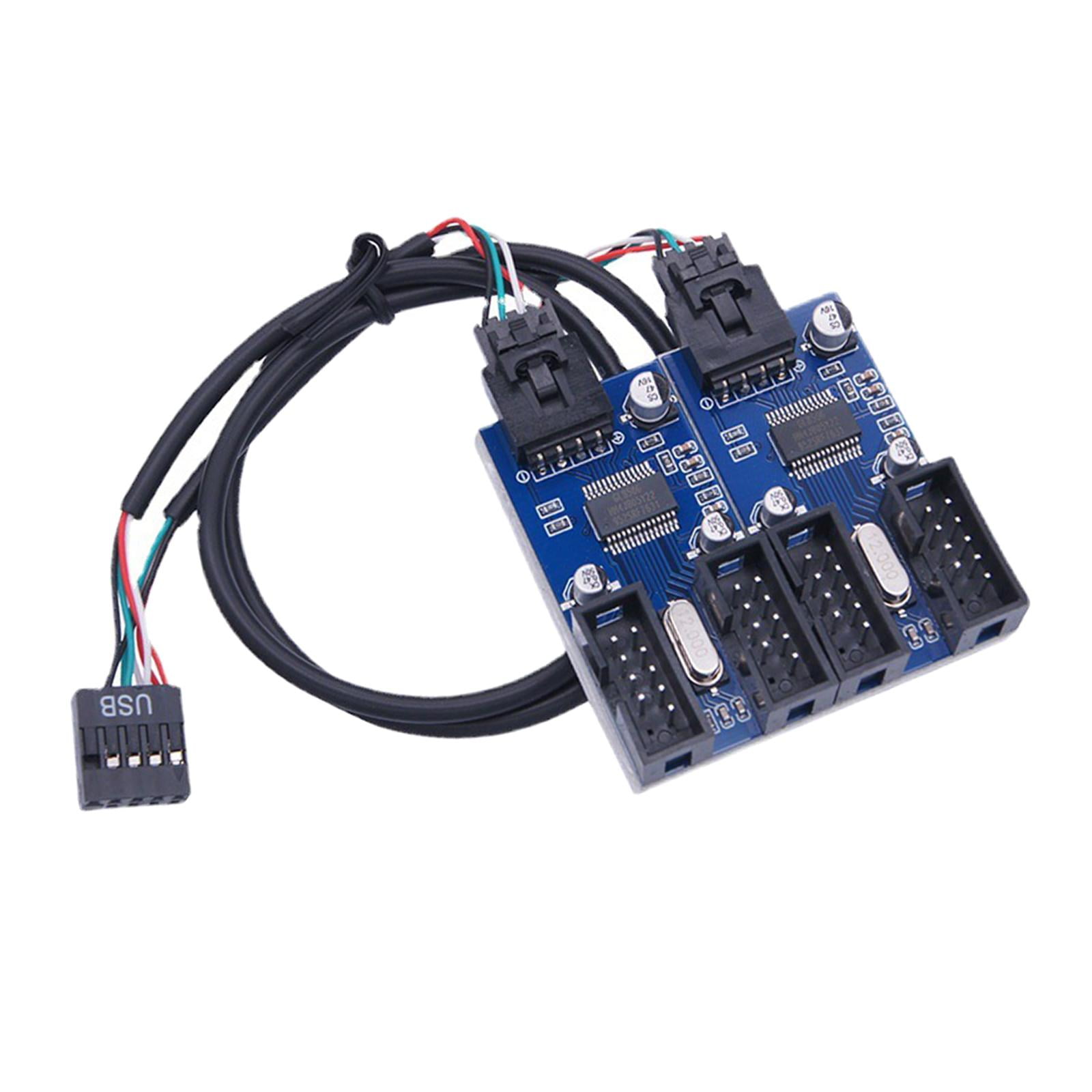 Magideal - Puerto De Interfaz De Cabecera Usb De 9 Pines Convertidor De Cable Divisor De Ventilador Placa Base A Divisor Usb Para Placa Base De 1 A 1 A 4 Cables