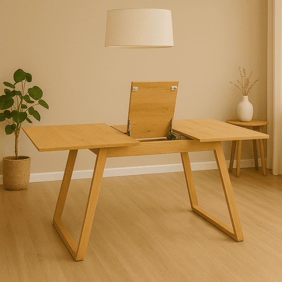 Mesa Extensible Rectangular 2 en 1 - 160cm-200cmx90cm Natural