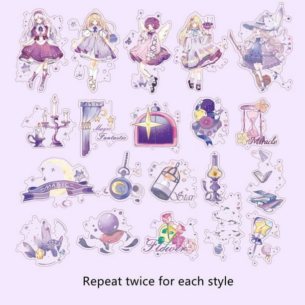 40pcs/pack Kawaii Stamping PET Stickers For Hand Account DIY Material Decorative Stationery Stickers Journaling Supplies