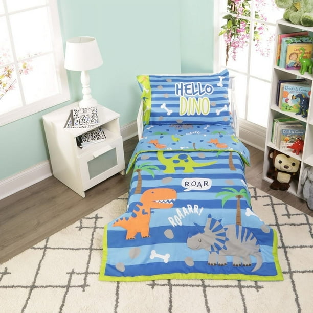 Juego de cama infantil de 4 piezas - Dinosaurios rugientes