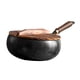 thumbnail image 3 of 9.45 pulgadas de sartén Wok Freing Sin recubrimiento de gallineros Inducción de inducción de utensilios de inducción chino Bottomio plano para acampar Tapa de madera, 3 of 5