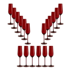 Set 18 Copas Flauta Full Color Rojo Allegra 200Ml Vidrio