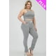 thumbnail image 2 of Conjunto De Top Corto Elástico De Tirantes Lisos Y Pantalón Fruncido Largo Gris Ultimate (talla Grande Para Mujer), 2 of 4