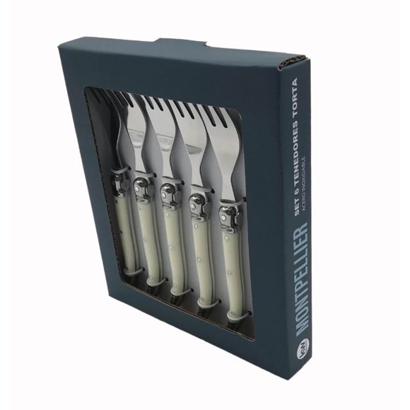 Juego de Tenedores 6 Piezas Cóctel Montpellier Kw 015Sr-1Wt Acero Inoxidable Marfil