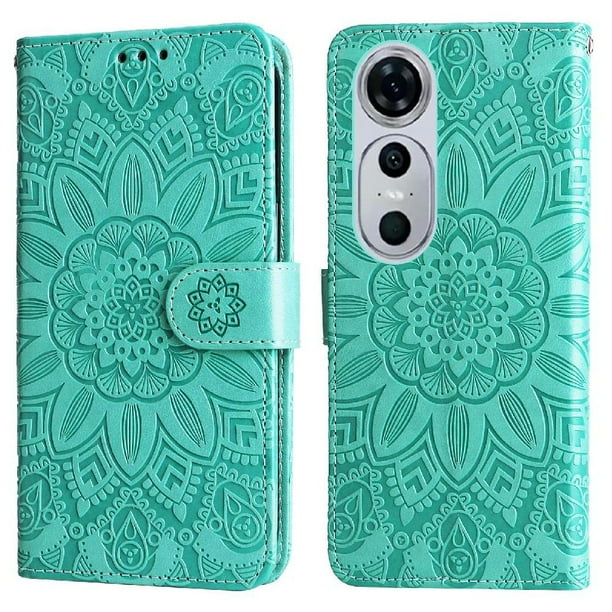 Funda tipo cartera FOXDOCK para Huawei Nova 12 Pro , diseño girasol en relieve, cuero PU, cierre magnético, soporte y tarjetero