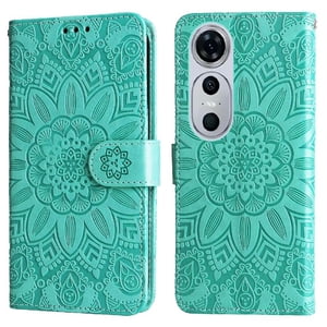 Funda Tipo Cartera Foxdock Para Huawei Nova 12 Pro , Diseño Girasol En Relieve, Cuero Pu, Cierre Magnético, Soporte Y Tarjetero