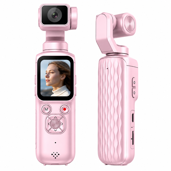 Cámara Pocket 4k Trackeo Facial Wifi Vlogs Reels. Rosado