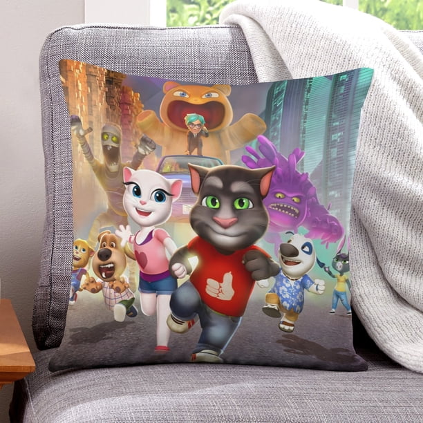 Talking Tom Fundas de almohada de terciopelo con tema, regalos de funda de almohada, decoración para el hogar, cojín de lanzar, regalo de cumpleaños para fans y parejas.50*50cm.
