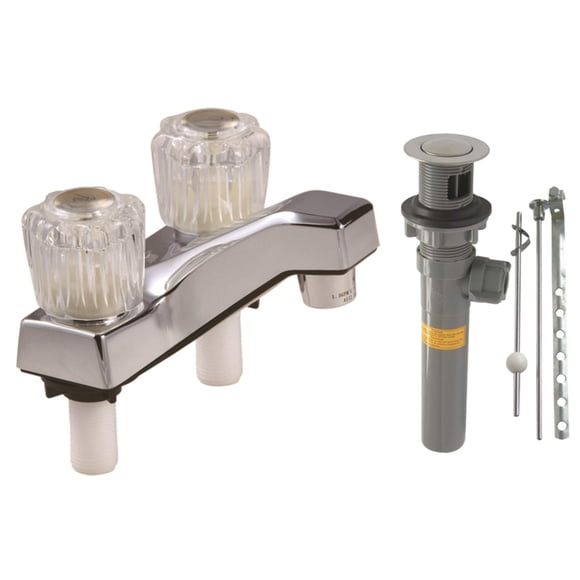 Lavabo Faucet Home Plus Worldwide de plástico cromado con 2 manijas