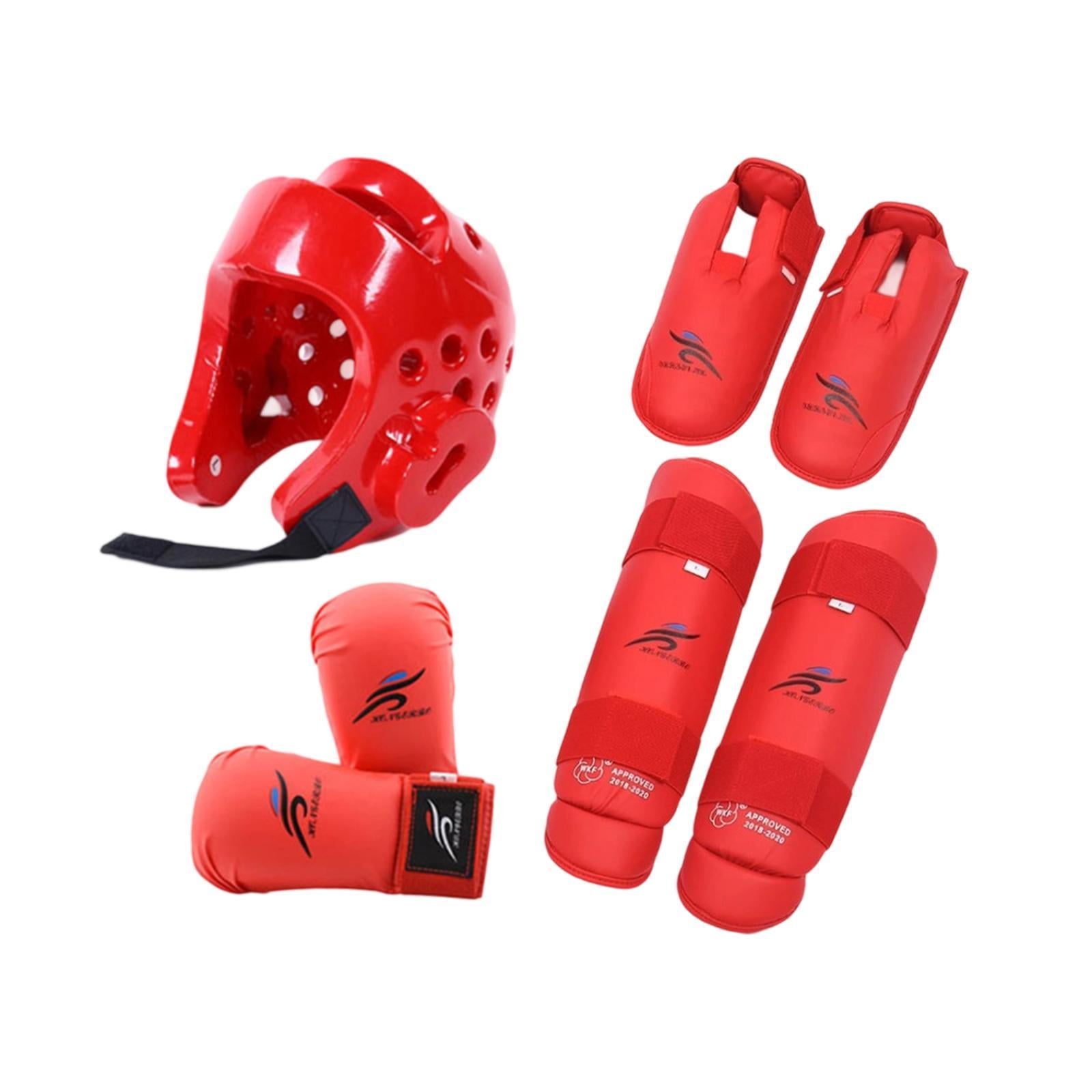 Magideal - Conjunto De Equipo De Sparring De Taekwondo, Casco De Boxeo, Equipo De Boxeo, Entrenamiento Con Espinilleras, Zapatos Para Sanda, Sparring, Artes Marc Rojo S