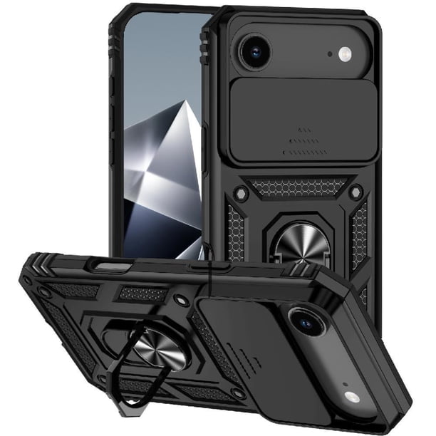 Funda Resistente Anillo Soporte iPhone 17 Air Privacidad Cámara Montaje Magnético Negro