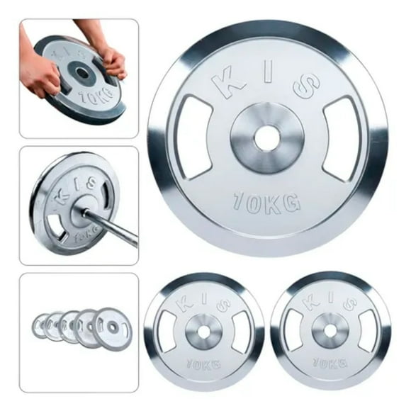 Pack 2 Disco Preolímpico 10kg C/u Cromado Profesional Agarre