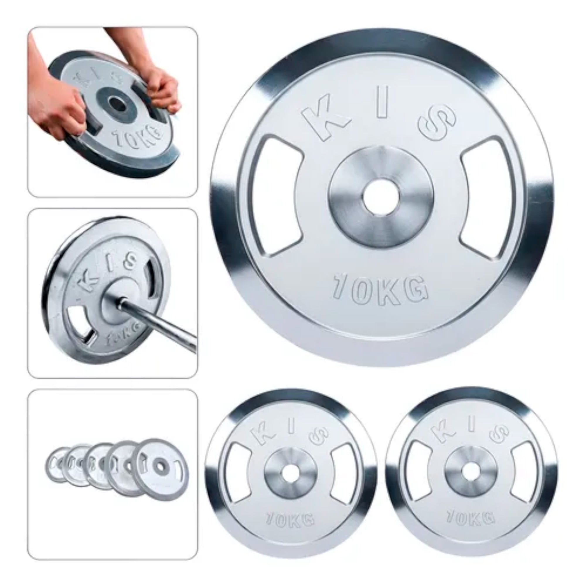 Boomfit - Pack 2 Disco Preolímpico 10kg C/u Cromado Profesional Agarre