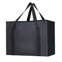 Magideal - Bolsa Térmica Aislada Bolsa De De Comestibles, Cremallera Bolsa De Mano Térmica Portátil No Tejida Bolsa De Almuerzo Aislada Para Viajes , Negro