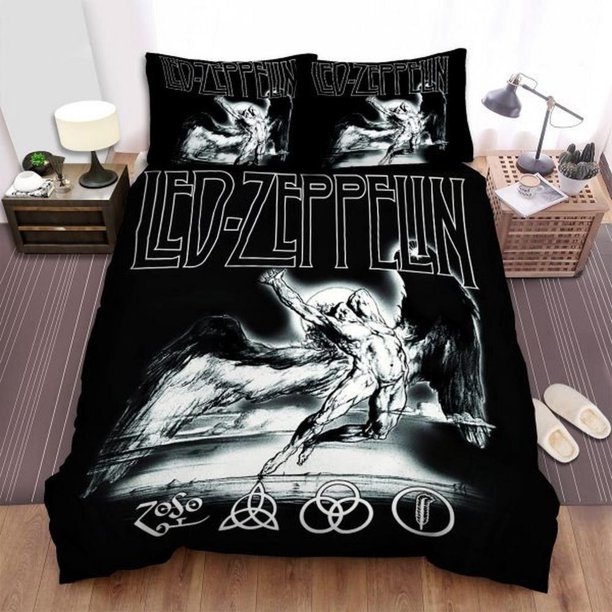 Led Zeppelin Angle Quilt Duvet Cover Set Comforter Cover Bedding Bedspread3-Piece Bedding Set