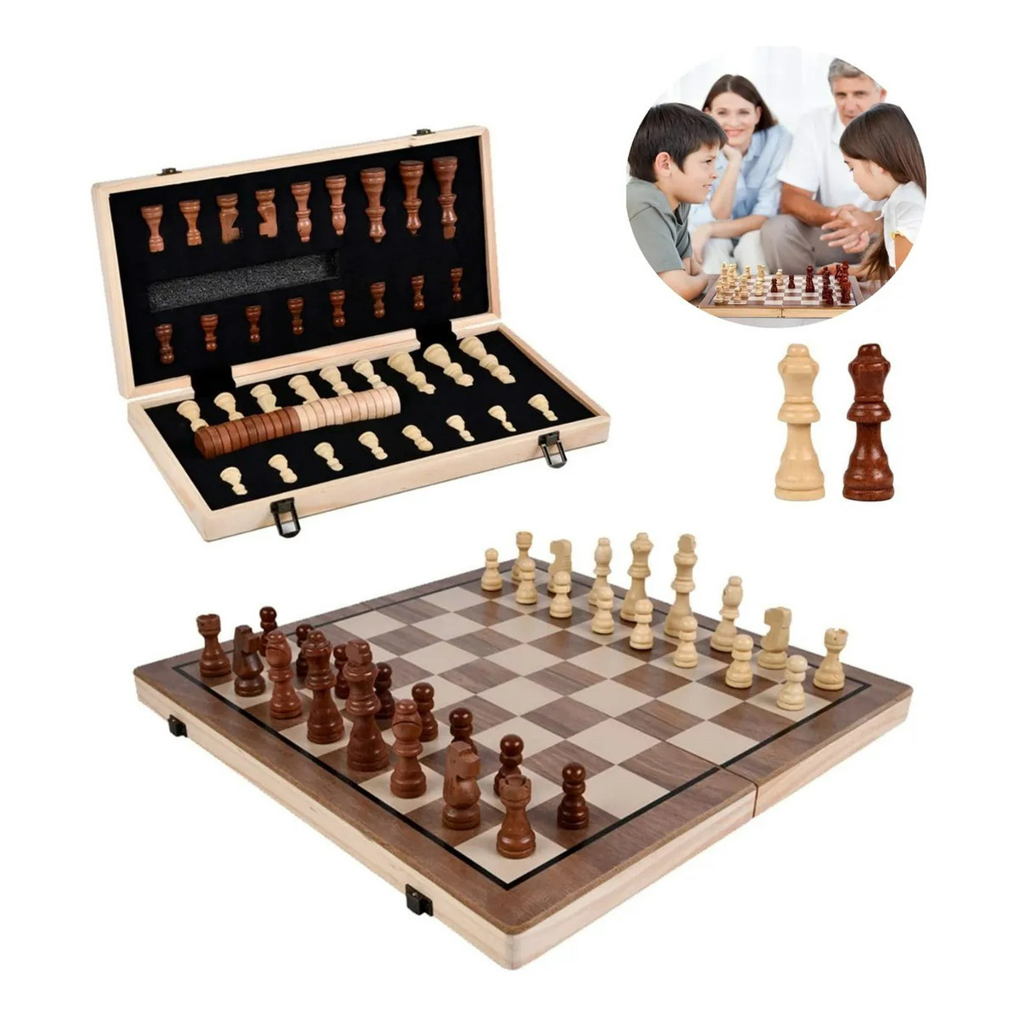 Genérica - Juego De Ajedrez Magnético De Madera 2 En 1,tablas 40x40cm