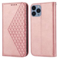 Funda Flip Foxdock Para Iphone 14 Plus , Estilo Billetera Con Diseño Rombo, Correa De Mano Y Soporte, Uso Diario