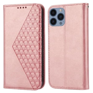 Funda Flip Foxdock Para Iphone 14 Plus , Estilo Billetera Con Diseño Rombo, Correa De Mano Y Soporte, Uso Diario
