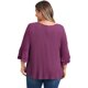 thumbnail image 3 of GRACE & GRANDEUR Blusas Casuales de Mujer Tallas Grandes con Doble Capa, Mangas con Volantes 3/4, Cuello en V y Frente Plisado 1X Púrpura, 3 of 5