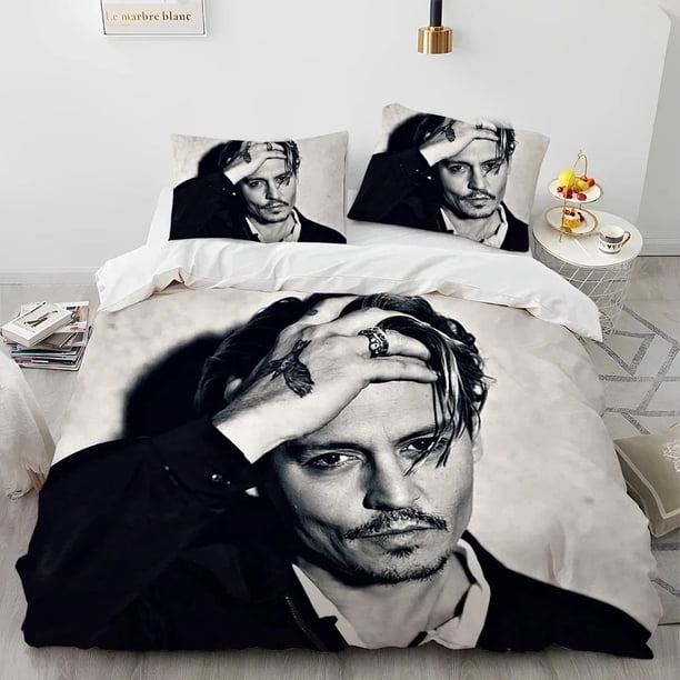 ing Johnny Depp Series Comforter Bedding Set,Duvet Cover Bed Set Quilt Cover Pillowcase, Size Bedding Set Kids Bed Sheets