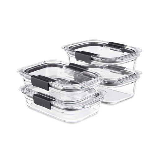 Set De Almacenamiento De Alimentos Rubbermaid Brilliance Glass, 4 Recipientes