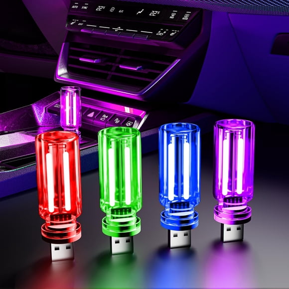 Luz nocturna USB UBAPEV Pack de 4 unidades regulable RGB para coche