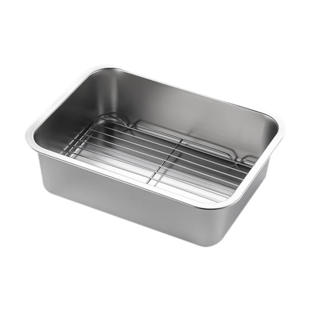 Bandeja para horno con rejilla de alambre, resistente, antiadherente, para alimentos, tostadora, rejilla para enfriar, para cocina, restaurante, 36 x 27 x 10 cm