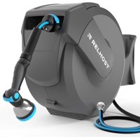 Carrete Retráctil Para Mangueras De Jardín Relhost, 1/2 Pulgada X 100 Pies, Gris Oscuro