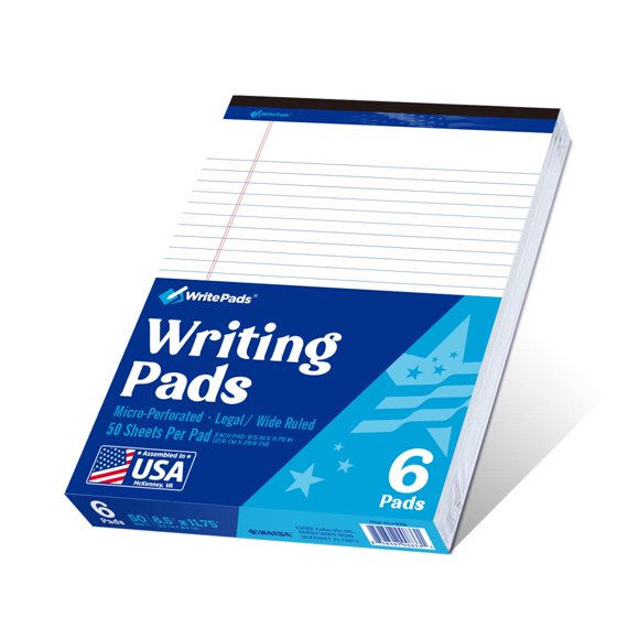 Bloques de escritura Legal Pad KSU-8331, 21,6 x 27,9 cm, 50 hojas, paquete de 6