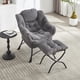 thumbnail image 1 of Lazy Chair with Ottoman, Modern Lounge Accent Chair with Armrests and a Side Pocket, Leisure Upholstered Sofa Chair Reading Chair with Footrest for Small Space, Corner Chair-Grey, 1 of 3