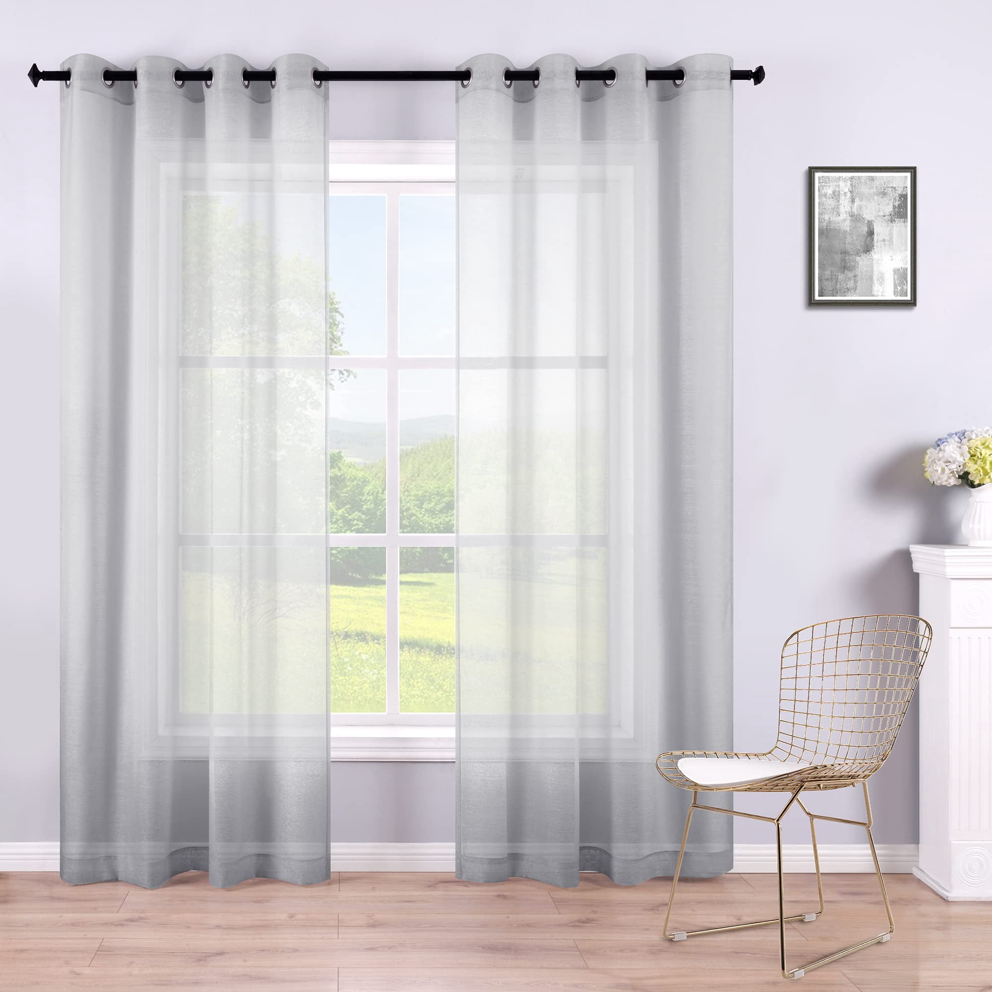 Cortinas Koufall De Color Gris Transparente Para Dormitorio Y Sala De Estar, 213 Cm