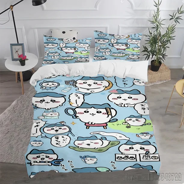 x1240 Bed SheetsCHIIKAWA-Quilt Love Child Duvet Cover Set HD Comforter Cover Bedclothes for Kids Bedding Sets Bedroom Decor 3-Piece Bedding Set (1 Duvet Cover + 2 Pillow Shams) nj1240