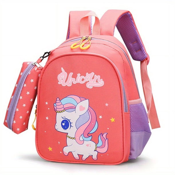 Children's Schoolbag With Pencil Case Cartoon Unicorn Dinosaur Kindergarten Backpack Lightweight Waterproof Backpack For Boys Girls Travel Backpack