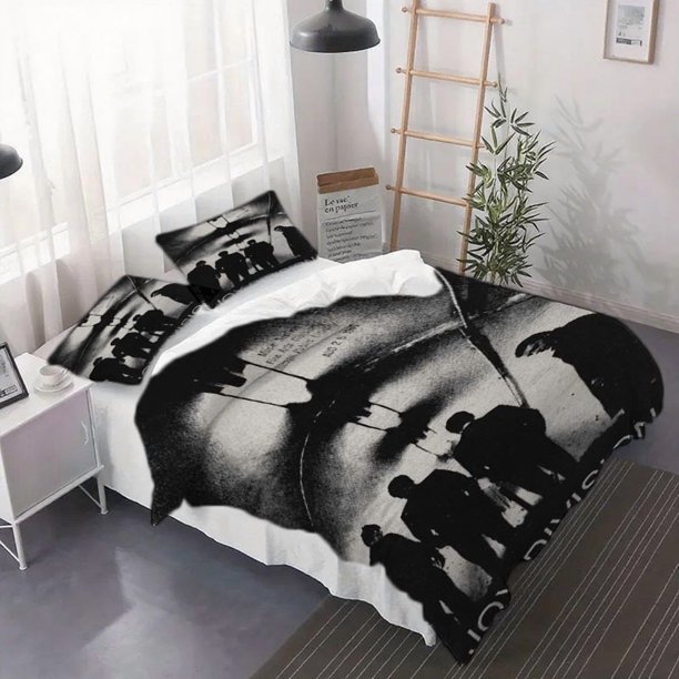 3pcs Joy Division Silhouette Black and White Poster Duvet Cover Set - 3pcs Duvet Cover Set Includes Duvet Cover and Pillowcases