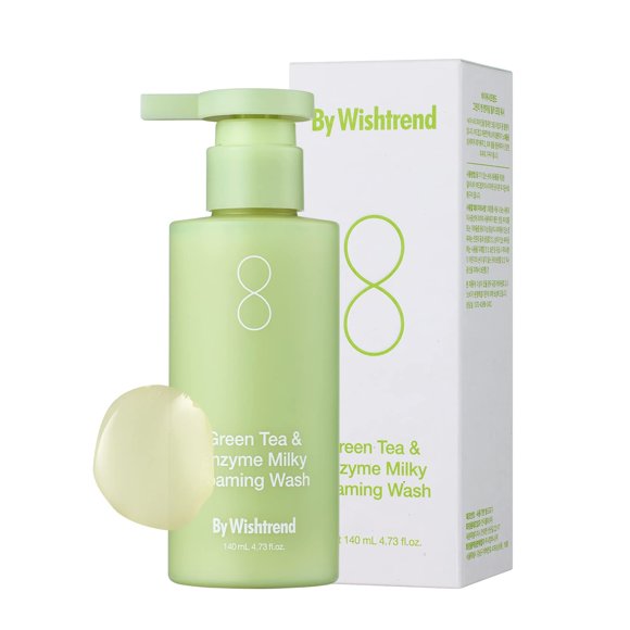 Jabón facial de WISHTREND, gel espumoso con té verde y enzimas, 140 ml