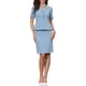 thumbnail image 2 of INSPIRE CHIC Conjunto de Falda de Traje de 2 Piezas para Mujeres, Blazer de Manga Corta y Faldas Lápiz, Atuendos Formales de Oficina Casual XS Azul, 2 of 6