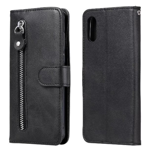 Funda con Cremallera para Xiaomi Redmi 9A, Carcasa Cartera de Cuero PU con Soporte y Tarjetero