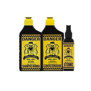 Barba Forte - Set Danger Shampoo 250 Ml + Acondicionador 250 Ml + Tónico Atomic Danger 45 Ml