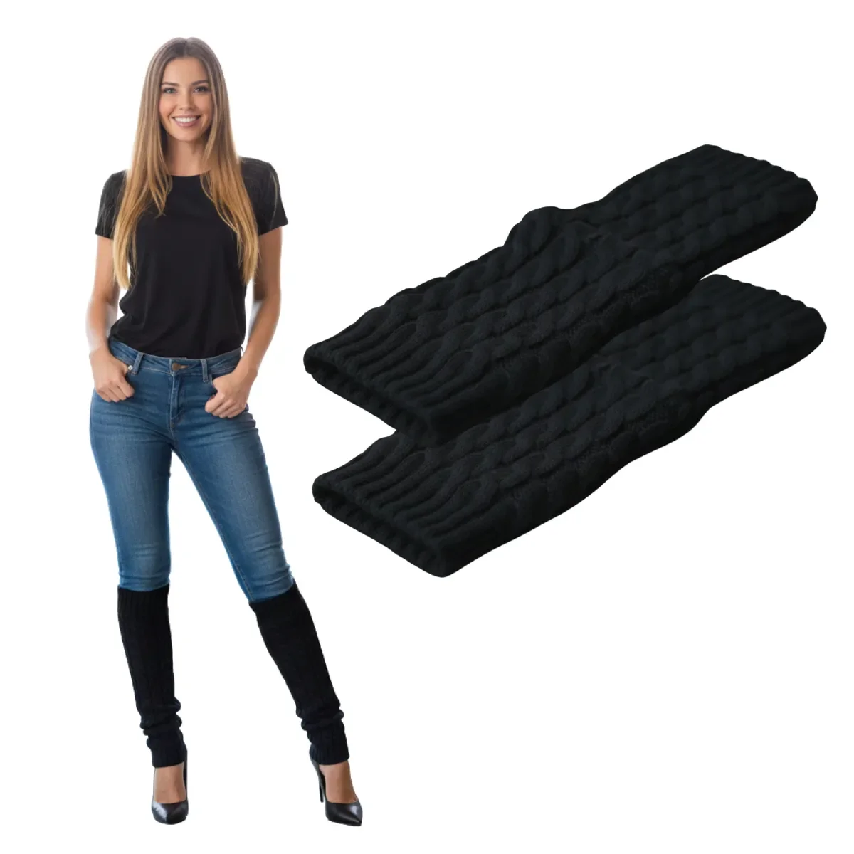 Genérico - Polainas Calentadores Tejido Trenzado Colores Variados Mujer Niña Elegante 100% Lana