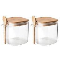 Disparo - Set 2 Frasco Contenedor 1100Ml 12Cm Cuadrado Cuchara Bambú